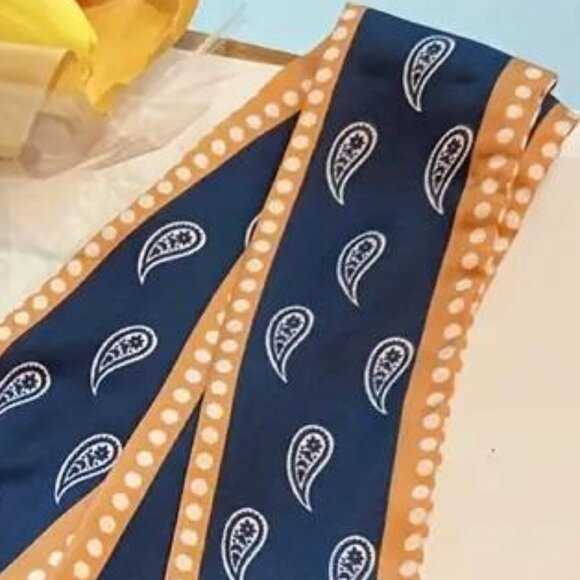 NAVY PAISLEY RIBBON SCARF - Picture 1 of 2